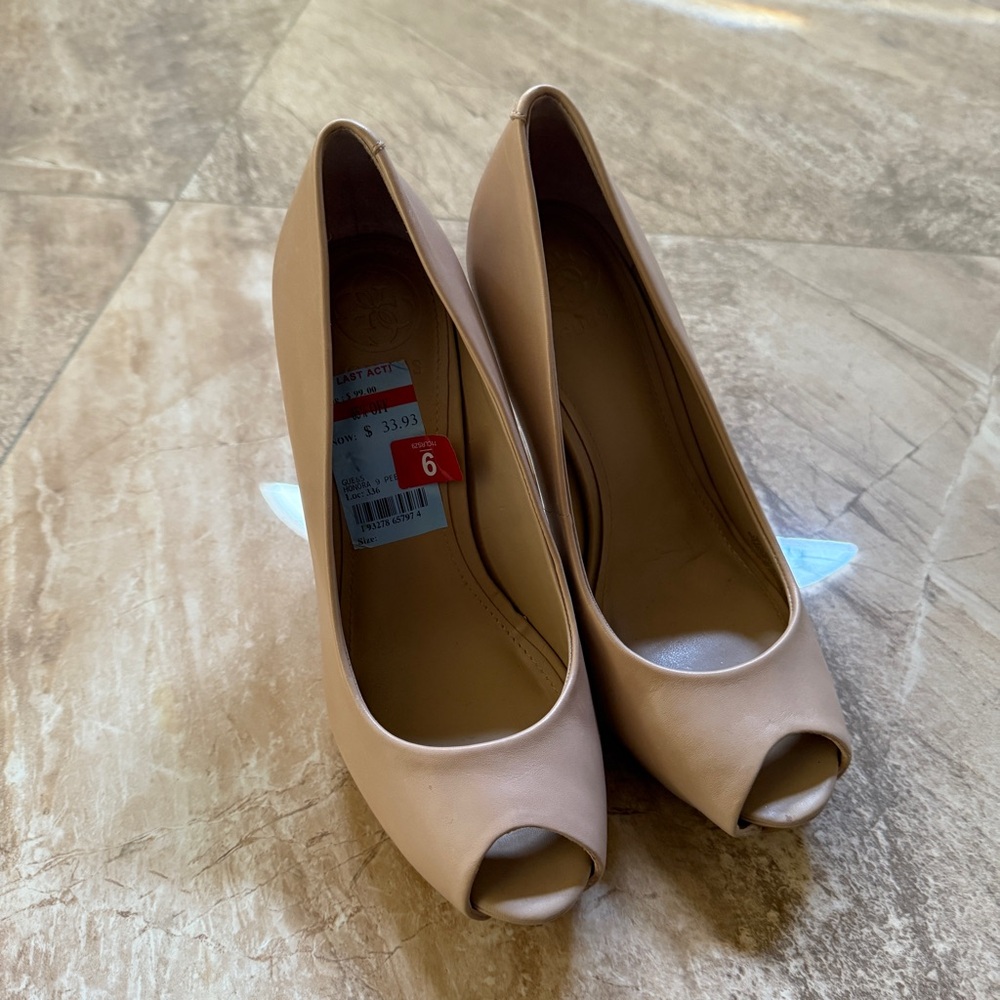 Elegant Tan Peep-Toe Women's Shoes